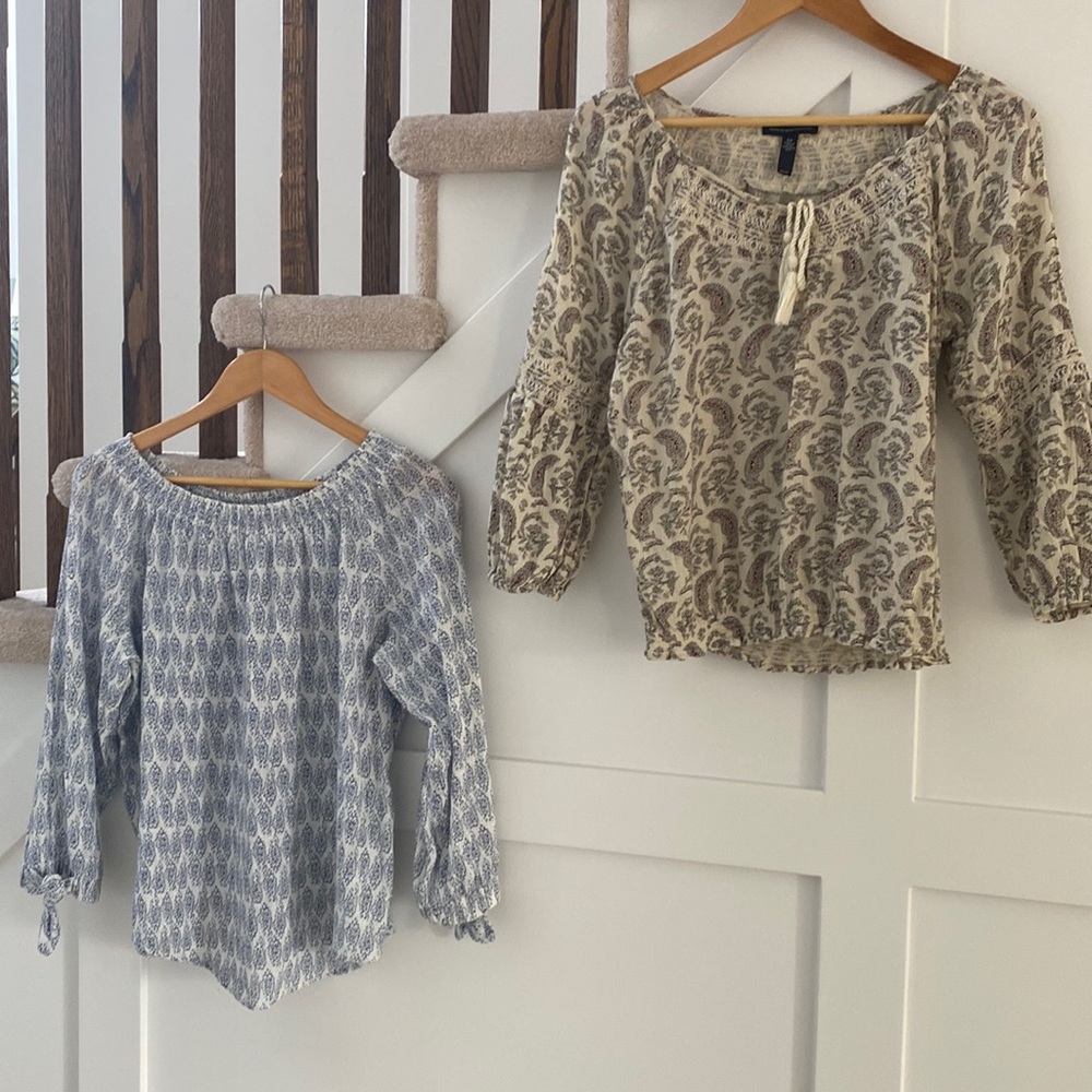 Bundle Lot of 2 Long Sleeve Shirts Blouses Size Small